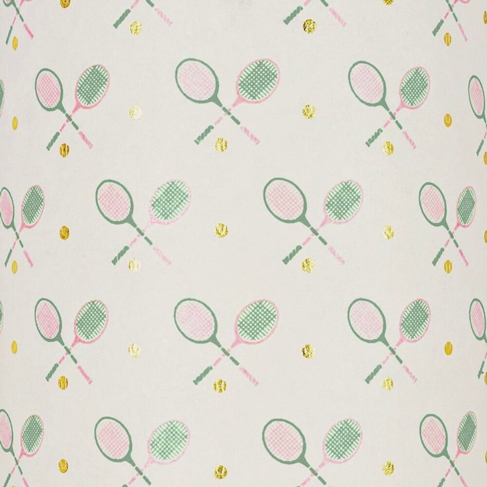 Tennis Cream/Green/Pink/Gold Foil Wrapping Paper Gift Wrap